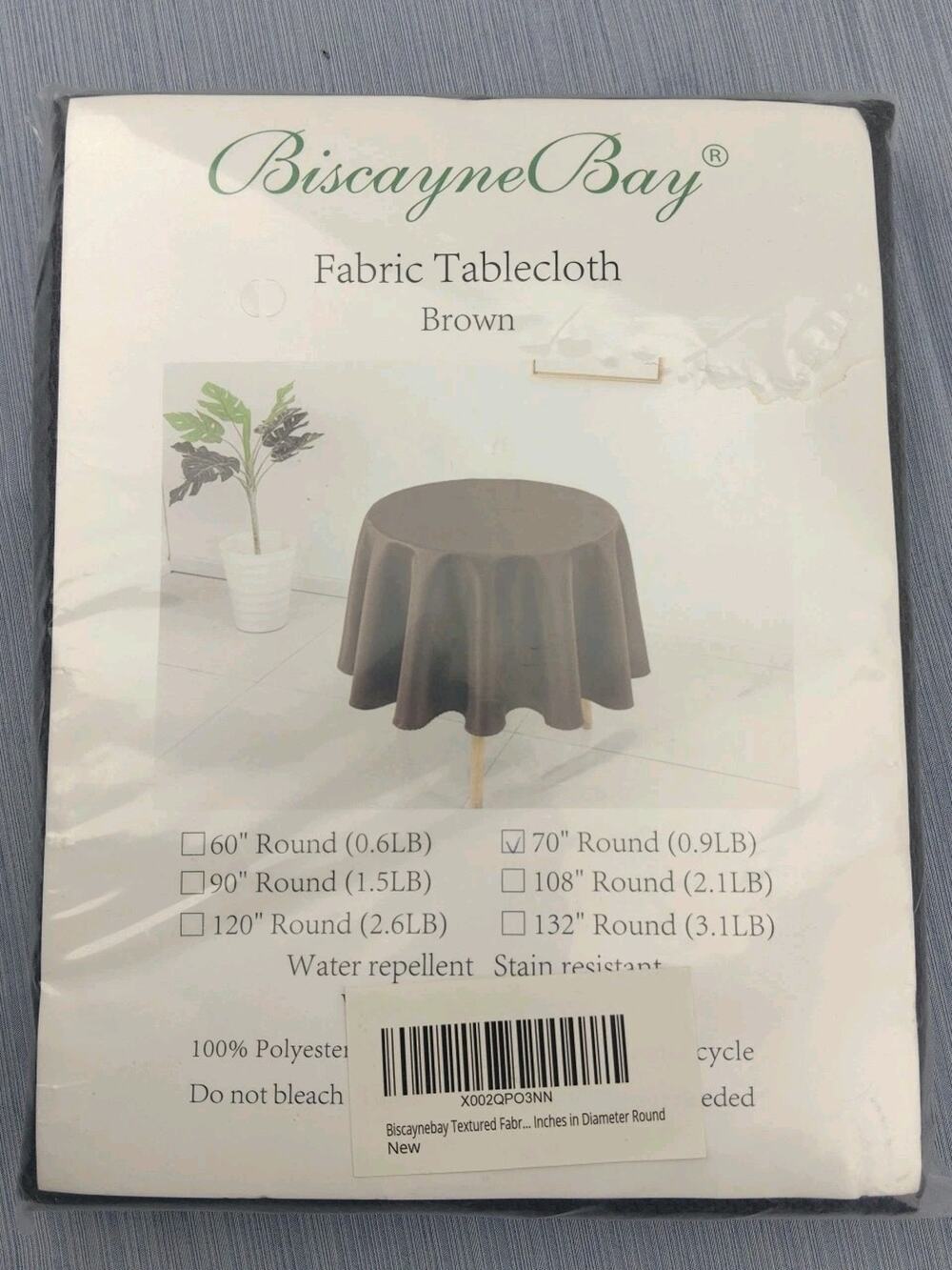 Biscayne Bay Fabric Tablecloth Color: Black Round Diameter 70” BRAND NEW